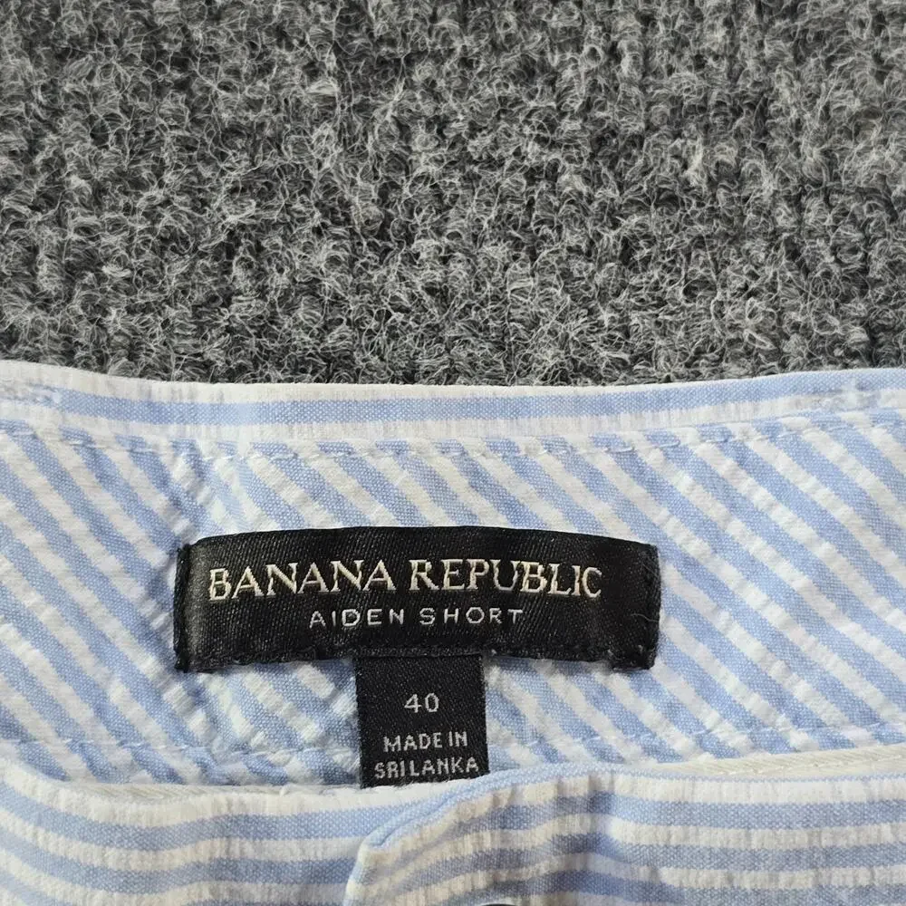 Banana Republic Shorts Mens Size 40 Blue Striped Seersucker Aiden Preppy Beachy